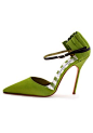 Manolo Blahnik Bujaye Green Satin High Heels