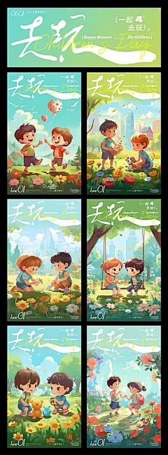 【素材能量站】广告 海报 插画 系列 春游 踏青 露营 自然 去玩 61 春天 朋友 伙伴 游玩 小花 花园 郊游 六一 儿童 小孩 孩子 儿童节 卡通|1040896 