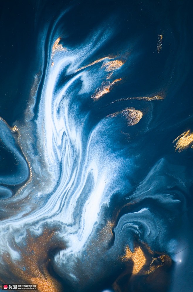 自然机理材质纹理岩石色彩流动炫彩蓝色大理...