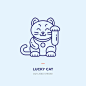 Lucky cat flat line icon.