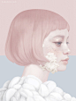 Hsiao-Ron Cheng 花与少女 纤细的少女人像插画欣赏