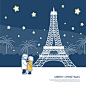 巴黎铁塔 亲密爱人 喜迎新年 圣诞插图插画设计PSD tid307t000226