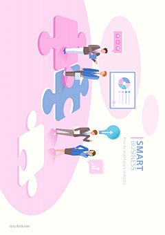 手机电脑金融环保办公合作时钟人物商务插画