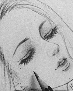 美人小姐姐手绘素描，卷翘的睫毛，迷离的眼神，太美了！