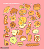 面包表情 卡通食物 食物甜品 手绘食品插图插画设计AI tid283t000540食品插画素材下载-优图-UPPSD