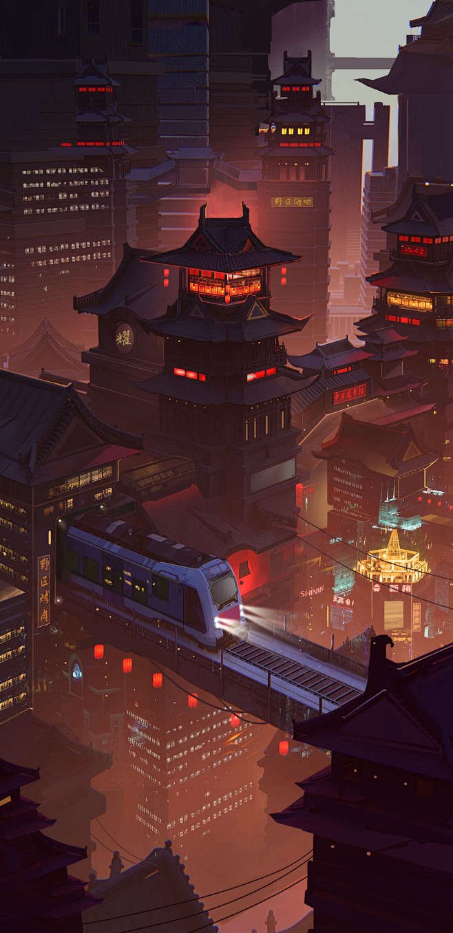 赛博朋克气氛图赛博朋克场景原画赛博朋克场...