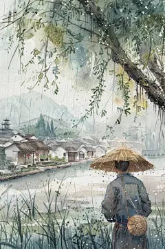AI数字艺术清明节中国风牧童插画