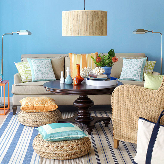 Blue living room wit...