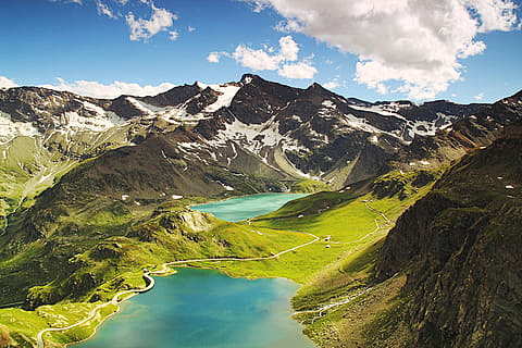 天线, 视图, 山, 身体, 水, 高山...