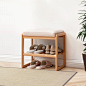 3+Pair+Stackable+Solid+Wood+Shoe+Storage+Bench