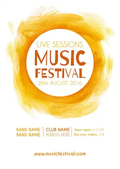 欧美水彩泼墨晕染海报DM宣传单聚会邀请函PSD模板AI矢量设计素材