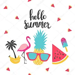 夏季节日贺卡。手绘的精美海报。矢量图