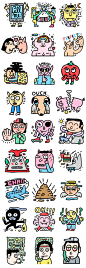 矢量插画#A Friendly Mutant Family-Stickers for Line-Pablo Delcielo  Illustrator