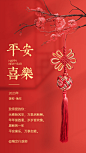 喜庆新年春节虎年实景复古中国结祝福贺卡海报