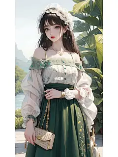 抹茶绿色裙子‖女孩头像‖壁纸