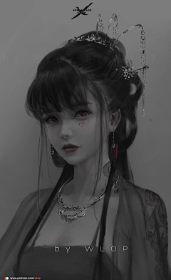 赤橙Hz采集到Artist-wlop/氛围/笔触