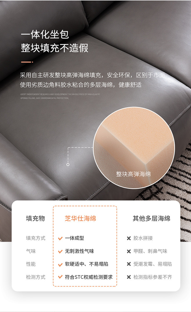 芝华仕头等舱意式简约现代真皮官方功能沙发...