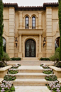 Exterior - grand entry - Tuscan style home in Beverly Hills | via Homes of the Rich #methodcandles #firstimpressions