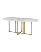 Dylia Marble and Brass Oval Dining Table 