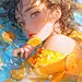 拿着柠檬的少女
