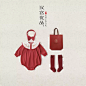 婴儿包屁衣套装春秋国风百天周岁礼服龙红色女宝宝新年衣服 3件套-tmall.com天猫