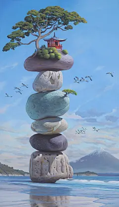 堆积石画-保罗·邦德的飞鹤神庙