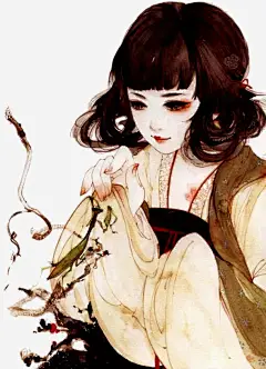 彩绘人物高清素材 中国风 俏丽 卡通手绘少女 古人 古风 可爱 女孩 植物 水彩 漫画人物 美女 免抠png 设计图片 免费下载
