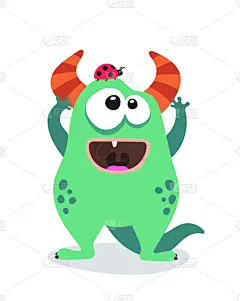 怪物,绘画插图,海报,可爱的,儿童房,瓢虫,吉祥物,万圣节,矢量,古老的