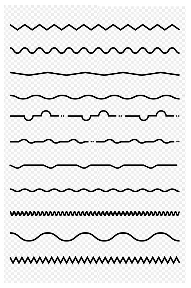 手绘装饰曲线波浪线分割线免扣元素-众图网