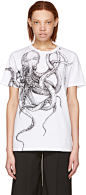 Alexander McQueen: White Octopus T-Shirt | SSENSE