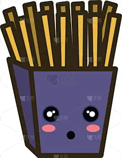 可爱,卡通,炸薯条,可爱的,图像,性格,表情符号,面部表情,矢量,薯条