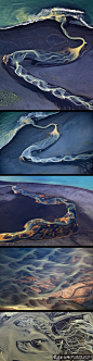 艺术摄影 在冰岛从空中拍摄的火山地区河流 创意火山摄影作品 大气火山地区河流摄影 漂亮的背景