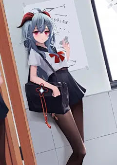 校服甘雨 原神 黑丝袜4k手机壁纸竖屏美女