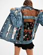 Tulle and denim jacket with floral embroidery. Discover this and many more items in Bershka with new products every week
