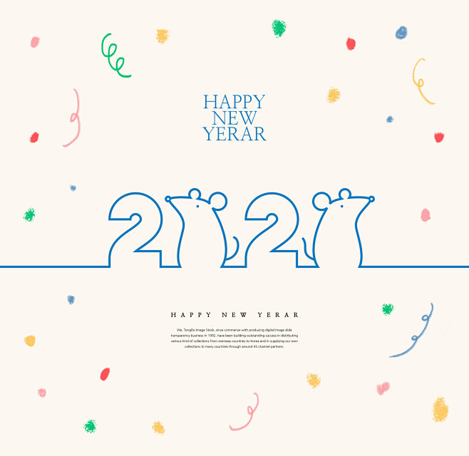 创意2020鼠年新年快乐主题海报模板套装...