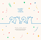 创意2020鼠年新年快乐主题海报模板套装[PSD]  