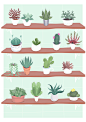 扁平风格 海报 Tiny Succulents Shop : A personal poster I designed for my house.Prints are also available to buy!