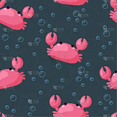 可爱的,式样,船,螃蟹,笑脸,华丽的,纺织品,壁纸,动物,装饰物