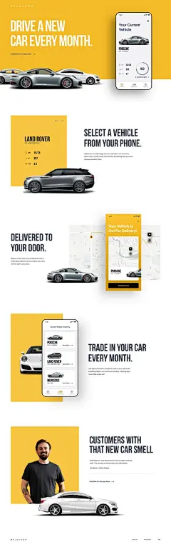 Eleanor Marketing Site. app car landing page ui ux web design yellow #webdesign