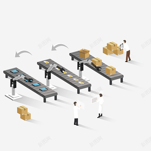 工厂流水线卡通矢量图ai免抠素材_新图网...