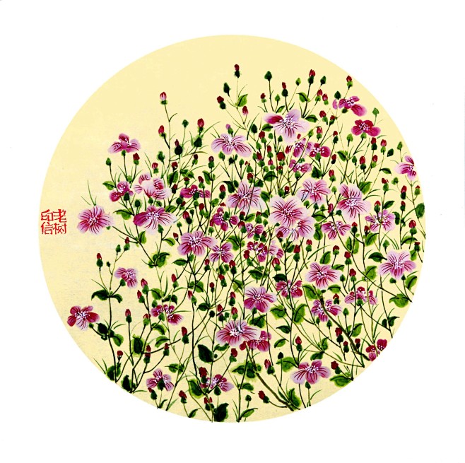 农人躬耕田畴，小花掩映溪流。燕子双双低飞...