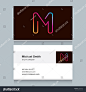 标志字母字母 “M”，与名片模板。 矢量图形设计元素为您的公司标志.