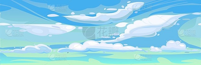 蓝色天空的云。插图采用卡通风格的平面设计...