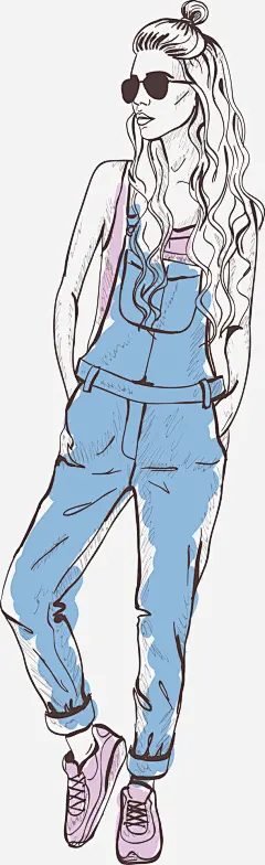 手绘戴墨镜的时尚女人图高清素材 头像 女子 女孩 手绘 时尚女人 美丽女孩 长发女子 免抠png 设计图片 免费下载