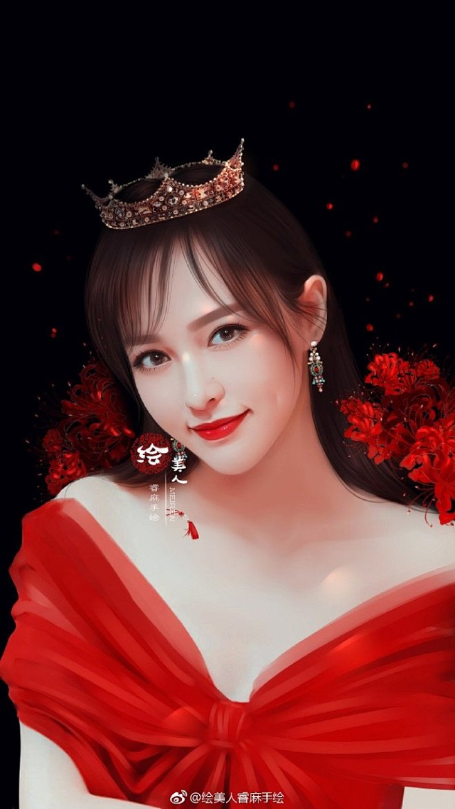 微博绘美人睿麻手绘唐嫣手绘图转绘图作品唐嫣美图都录有绘画视频请不