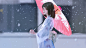 动漫3840x2160动漫女孩伞和服下雪黑发ArtStation