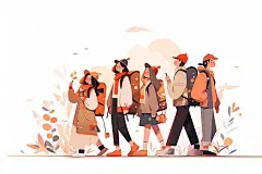 开学季扁平风插画-图巨人