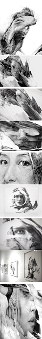 由伦敦艺术家HelloVon绘制的一系列肖像绘画。脱胎艺术家的异想天开，运用解构，歪曲现实环境等手法。#求是爱设计#