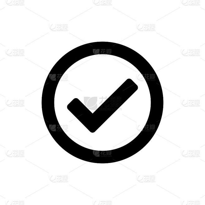 检查标记向量图标。检查标记在一个圆圈黑色...