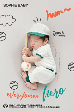 索菲BABY儿童摄影采集到新生儿-棒球